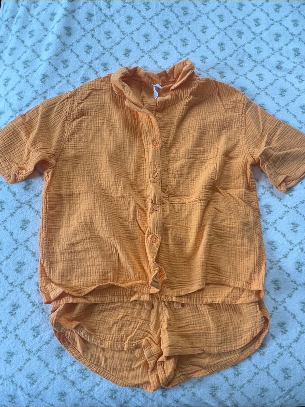 Target Orange Gauze Button-Front Pajama Set